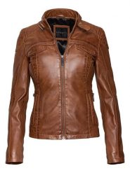 Bugatti Skórzana kurtka w kolorze jasnobrązowym rozmiar: 44. Brązowe kurtki Bugatti, bez wzorów, z materiału, bez kaptura. Za 739.99 zł.