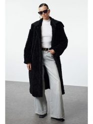 Trendyol Płaszcz pluszowy w kolorze czarnym rozmiar: 34. Czarne płaszcze Trendyol, bez wzorów, z puchu, bez kaptura. Za 292.20 zł.