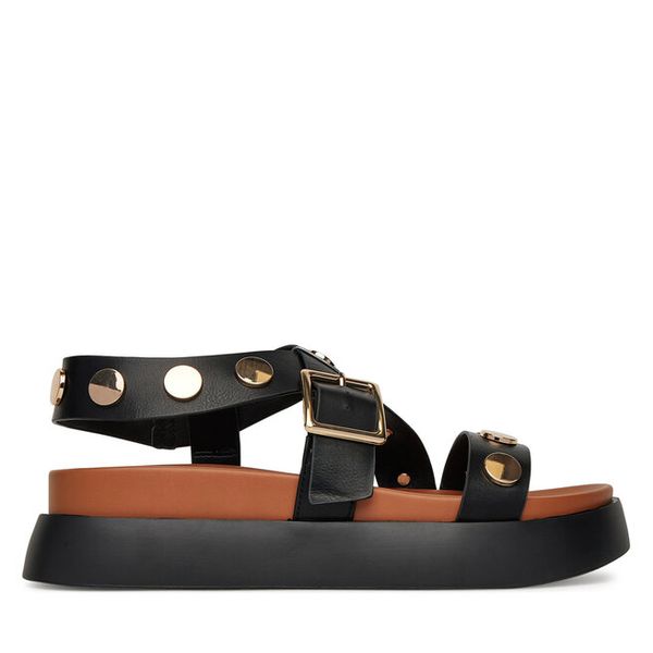 Sandały DeeZee. Czarne sandały DeeZee, bez wzorów, bez obcasa, na płaskiej podeszwie, bez zapięcia. Za 119.99 zł.