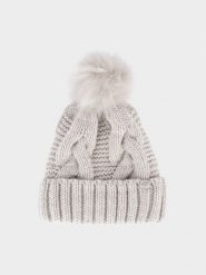 4F Czapka zimowa damska - biała M. Białe czapki zimowe 4f, bez wzorów, z polaru, klasyczne. W wyprzedaży za 39.99 zł.
