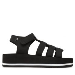Sandały Gioseppo. Czarne sandały Gioseppo, bez wzorów, bez obcasa, na słupku, bez zapięcia. Za 129.99 zł.