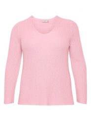KAFFE curve Sweter w kolorze jasnoróżowym rozmiar: XL. Różowe swetry KAFFE curve, xl, bez wzorów, z bawełny, bez ramiączek. Za 87.81 zł.