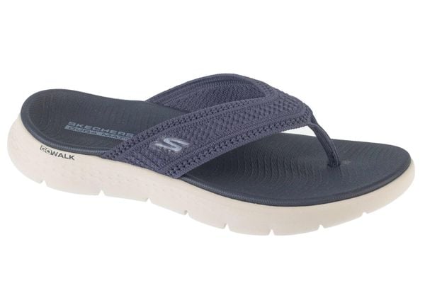 Sandały SKECHERS GO WALK FLEX Rose. Fioletowe japonki Skechers, bez wzorów, z materiału, bez obcasa, bez zapięcia. Za 189.99 zł.