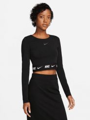 Nike Sportswear Top sportowy w kolorze czarnym rozmiar: L. Czarne topy sportowe Nike Sportswear, l, bez wzorów, outdoorowe. Za 148.96 zł.