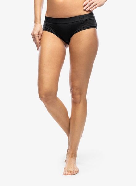 Figi termoaktywne Sensor Merino Air Panties. Czarne figi Sensor, bez wzorów, ze skóry, z podwyższonym stanem. Za 103.39 zł.