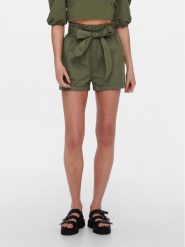 ONLY Szorty materiałowe Smilla 15154906 Khaki Regular Fit. Brązowe szorty ONLY, bez wzorów, z bawełny. Za 69.99 zł.
