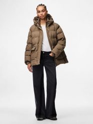 Pieces Kurtka zimowa w kolorze szarobrązowym rozmiar: XL. Brązowe kurtki Pieces, na zimę, xl, bez wzorów, z puchu, bez kaptura. Za 196.24 zł.