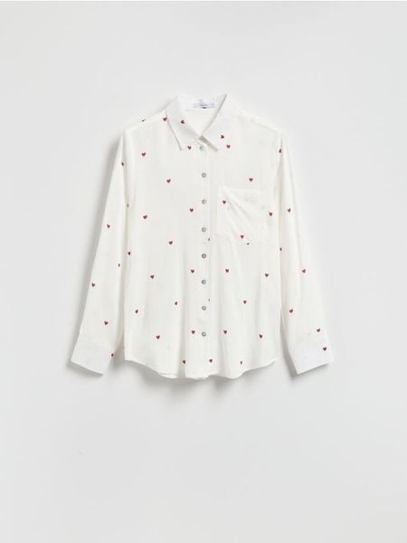 Koszula regular z wiskozy - czerwony. Czerwone koszule Reserved, l, bez wzorów, z tkaniny, bez kołnierzyka, bez ramiączek. W wyprzedaży za 59.99 zł.