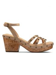 Clarks Skórzane sandały "Maritsa70 Sun" w kolorze szarobrązowym na obcasie rozmiar: 37,5. Brązowe sandały Clarks, bez wzorów, z otwartym noskiem, bez obcasa, na koturnie, bez zapięcia. Za 164.92 zł.