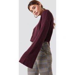 NA-KD Krótki sweter z dzianiny z długim rękawem - Purple. Fioletowe swetry NA-KD, z dzianiny, z długim rękawem. Za 121.95 zł.