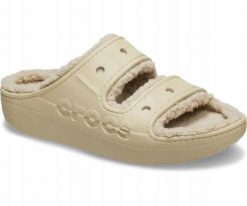 Klapki Dla Dorosłych Crocs Baya Cozzy Sandal. Brązowe klapki Crocs, bez wzorów, z materiału, bez obcasa, bez zapięcia. Za 149.99 zł.