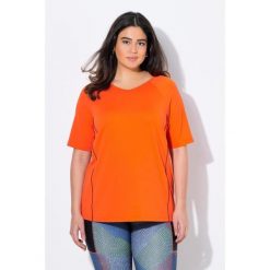 Damskie T-shirt ochrona UV 50+ dekolt w serek rękaw 1/2. Czerwone t-shirty sportowe Ulla Popken, plus size, bez wzorów, z elastanu, bez ramiączek. Za 179.99 zł.