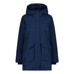 Parka damska z kapturem CMP. Niebieskie płaszcze CMP, bez wzorów, z kapturem. Za 615.50 zł.
