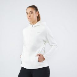 Bluza tenisowa z kapturem na krótki suwak Artengo Soft Dry 900. Białe bluzy ARTENGO, l, bez wzorów, z materiału, z kapturem, na fitness i siłownię. Za 129.99 zł.