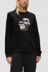 KARL LAGERFELD Czarna damska bluza Ikon Sketch Duo, Rozmiar XS. Czarne bluzy KARL LAGERFELD, xs, bez wzorów, z bawełny, bez ramiączek, bez kaptura. W wyprzedaży za 484.99 zł.