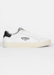 Buty sportowe niskie PITBULL skórzane stylowe sneakersy HOOPER. Białe buty treningowe PITBULL, bez wzorów, z gumy, przed kostkę, bez zapięcia. Za 319.00 zł.