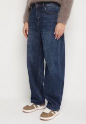 Niebieskie Jeansy o Kroju Barrel z Wysokim Stanem Salisana. Niebieskie jeansy Born2be, l, bez wzorów, z jeansu, eleganckie, z podwyższonym stanem. Za 119.99 zł.