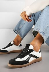 Czarno-Białe Sneakersy Klasyczne Tenisówki Zdobione Klamerką Senaniela. Czarne trampki Renee, z aplikacjami, biznesowe, bez zapięcia. W wyprzedaży za 75.99 zł.