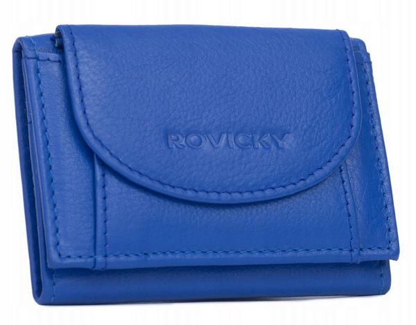 Portfel damski Rovicky R-21-LFN c. niebieski. Niebieskie portfele ROVICKY, bez wzorów, ze skóry. Za 37.39 zł.