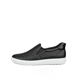 Buty sportowe damskie Ecco Soft 7 Slip On. Czarne buty treningowe ECCO, bez wzorów, bez zapięcia. Za 492.00 zł.