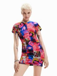 Desigual Sukienka codzienna Dijon 23SWVK45 Kolorowy Slim Fit. Sukienki Desigual, na co dzień, m, bez wzorów, z syntetyku, bez kołnierzyka, bez ramiączek, proste. Za 239.99 zł.