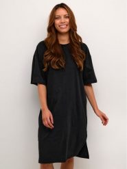Kaffe Sukienka codzienna Edna 10507666 Czarny Regular Fit. Czarne sukienki Kaffe, na co dzień, xs, bez wzorów, z bawełny, bez kołnierzyka, bez ramiączek, proste. Za 89.99 zł.