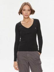 Tommy Jeans Bluzka Essential DW0DW17990 Czarny Slim Fit. Czarne bluzki Tommy Jeans, xl, bez wzorów, z bawełny, bez kołnierzyka, bez ramiączek. Za 139.99 zł.