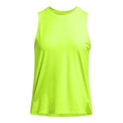 Damski tank top Under Armour Launch Elite. Żółte topy Under Armour, bez wzorów, z tkaniny, sportowe, bez kołnierzyka, bez ramiączek. Za 276.50 zł.