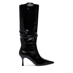 Kozaki KARL LAGERFELD. Czarne kozaki KARL LAGERFELD, bez wzorów, bez obcasa, na szpilce, bez zapięcia. Za 1,449.00 zł.