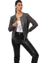 WITT WEIDEN Kurtka przejściowa w kolorze ciemnoszarym rozmiar: 44. Szare kurtki WITT WEIDEN, bez wzorów, ze skóry, bez kaptura. Za 121.45 zł.