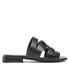 Klapki Furla. Czarne klapki Furla, bez wzorów, bez obcasa, bez zapięcia. Za 619.99 zł.