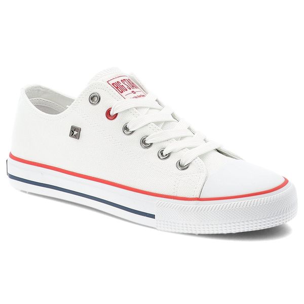 Białe Trampki Big Star Sportowe Obuwie Damskie. Białe trampki BIG STAR, bez wzorów, z gumy, bez zapięcia. Za 119.00 zł.
