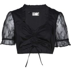 Bluzka ludowa Premium bonprix czarny. Czarne bluzki bonprix, bez wzorów, z koronki, bez kołnierzyka, bez ramiączek. Za 74.99 zł.