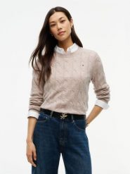 Tommy Hilfiger Sweter z dzianiny Kobiety Wełna brązowy, L. Brązowe swetry Tommy Hilfiger, l, bez wzorów, z dzianiny, eleganckie, bez ramiączek. Za 649.95 zł.