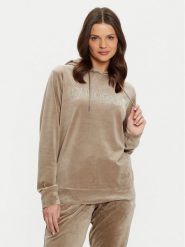 Guess Bluza V4RQ25 KBXI2 Brązowy Regular Fit. Brązowe bluzy Guess, s, z aplikacjami, z syntetyku, bez ramiączek, bez kaptura. Za 209.99 zł.