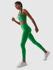 4F Legginsy do biegania szybkoschnące damskie - zielone S. Zielone legginsy sportowe 4f, l, bez wzorów, z dzianiny, z podwyższonym stanem, do biegania. W wyprzedaży za 79.99 zł.
