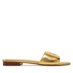Klapki LAUREN RALPH LAUREN. Żółte klapki Lauren Ralph Lauren, bez wzorów, bez obcasa, bez zapięcia. Za 629.99 zł.