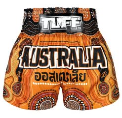 Spodenki treningowe TUFF Australia. Brązowe szorty sportowe TUFF, bez wzorów, z materiału, na fitness i siłownię. Za 149.00 zł.