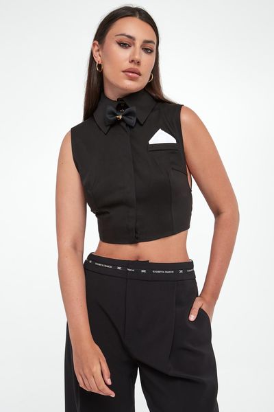 Koszula damska cropped ELISABETTA FRANCHI. Koszule Elisabetta Franchi, bez wzorów, bez kołnierzyka, bez ramiączek. Za 1,649.00 zł.