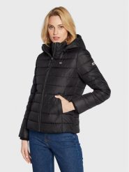 Tommy Jeans Kurtka puchowa Basic DW0DW13741 Czarny Regular Fit. Czarne kurtki Tommy Jeans, xxs, bez wzorów, z jeansu, bez kaptura. Za 469.99 zł.