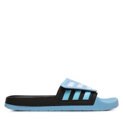 Klapki adidas. Czarne klapki adidas, bez wzorów, sportowe, bez obcasa, bez zapięcia. Za 179.99 zł.