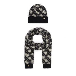 Zestaw szalik i czapka Guess. Czarne szaliki i kominy Guess, z aplikacjami. Za 294.99 zł.