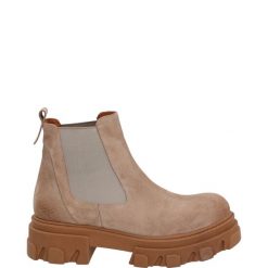 BEŻOWE BOTKI 10559 TEN. Brązowe botki Venezia, bez wzorów, ze skóry, bez obcasa, bez zapięcia. Za 279.00 zł.