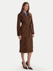 Marella Płaszcz przejściowy Oblare 2613441091 Brązowy Regular Fit. Brązowe płaszcze Marella, bez wzorów, ze skóry, bez kaptura. Za 2,519.00 zł.