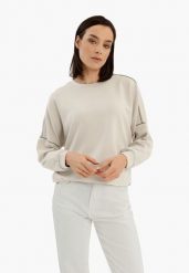 Luźna bluza z dżetami B-KIM. Brązowe bluzy Volcano, m, bez wzorów, z elastanu, klasyczne, bez ramiączek, bez kaptura. Za 149.99 zł.