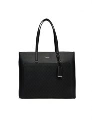 Calvin Klein Torebka Ck Must Aop Medium Shopper W/Poc LV04F3225G Czarny. Czarne shopper bag Calvin Klein, bez wzorów, ze skóry, bez dodatków. Za 699.99 zł.