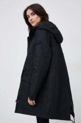 Pepe Jeans parka Rooney damska kolor czarny przejściowa. Czarne płaszcze Pepe Jeans, l, bez wzorów, z jeansu, z kapturem. W wyprzedaży za 749.99 zł.