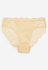 Jasnobeżowe Majtki Typu Figi z Delikatną Koronką Holiva. Brązowe figi Born2be, bez wzorów, z bawełny. Za 19.99 zł.
