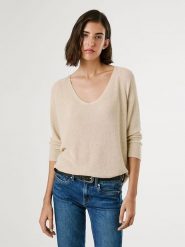 Pepe Jeans Sweter "Coco" w kolorze beżowym rozmiar: S. Brązowe swetry Pepe Jeans, s, bez wzorów, z jeansu, bez ramiączek. Za 171.68 zł.
