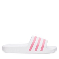 Klapki adidas. Białe klapki adidas, bez wzorów, sportowe, bez obcasa, bez zapięcia. Za 119.99 zł.